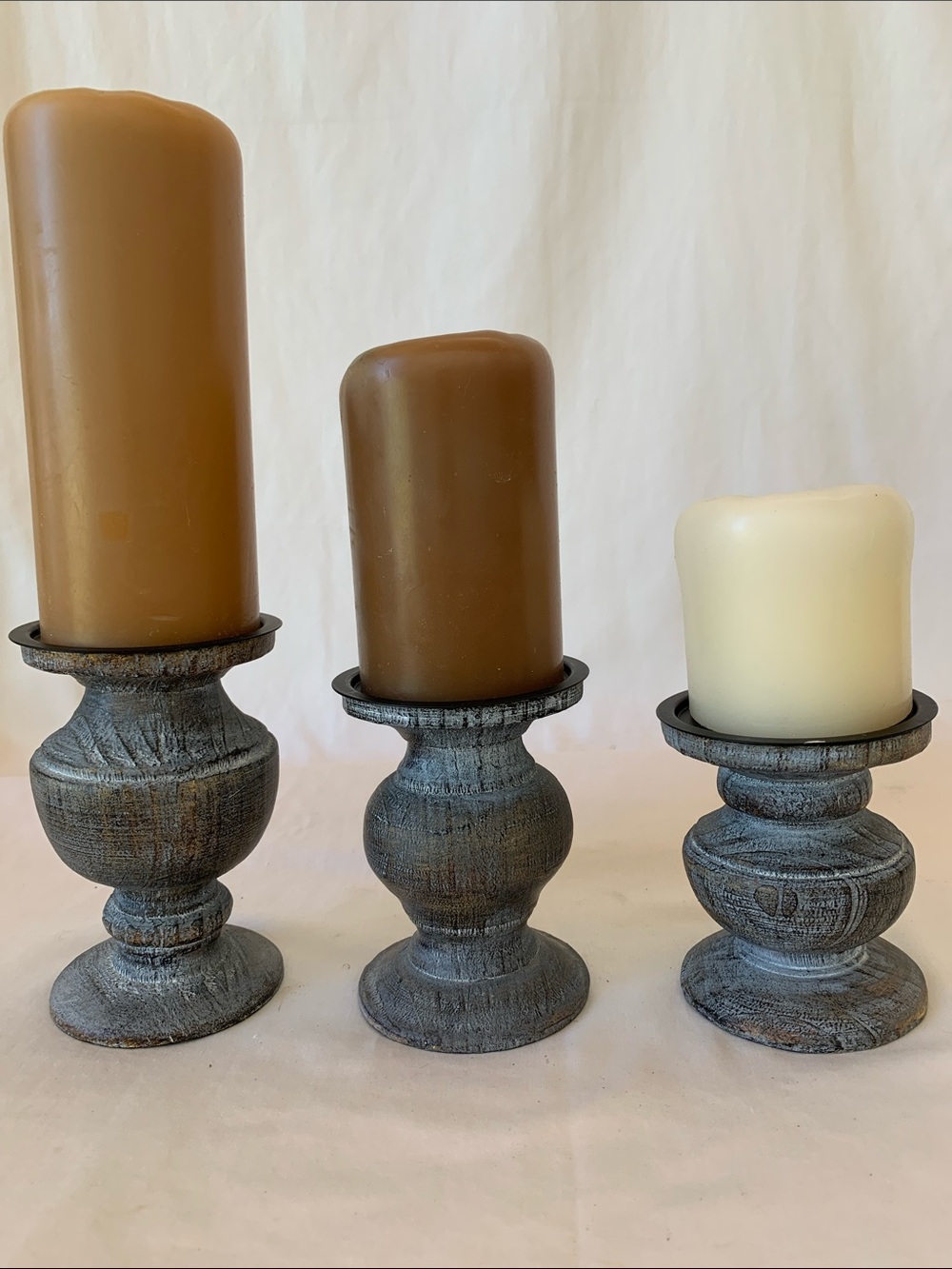 PartyLite Rustic Three-Piece Tiered Pillar Candle Holders